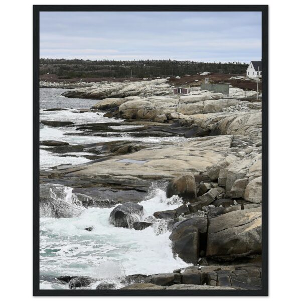 Peggy's Cove Shoreline Premium Semi-Glossy Paper Wooden Framed Poster 16" x 20"