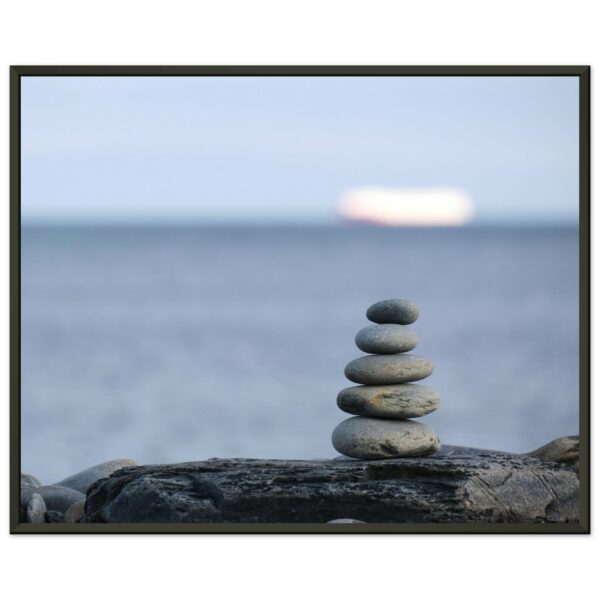 Inukshuk at Fisherman's Cove Premium Semi-Glossy Paper Metal Framed Poster 16" x 20"