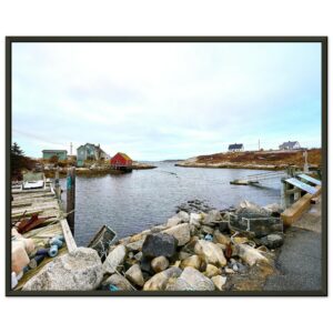 Peggy's Cove Inlet and Fishing Homes Premium Semi-Glossy Paper Metal Framed Poster 16" x 20"