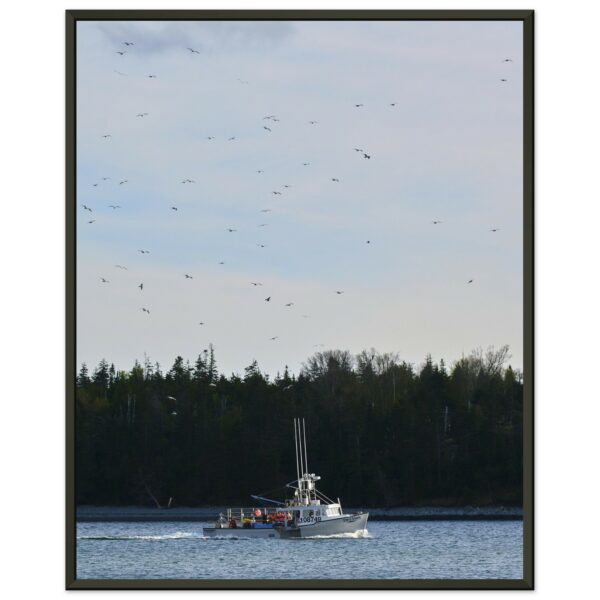 Boat and Seagulls, Fisherman's Cove Premium Semi-Glossy Paper Metal Framed Poster 16" x 20"