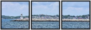 Battery Point Breakwater Lighthouse, Lunenburg Metal Framed Poster Triptych