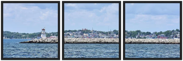 Battery Point Breakwater Lighthouse, Lunenburg Metal Framed Poster Triptych