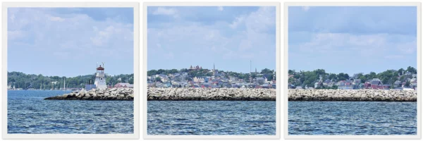 Battery Point Breakwater Lighthouse, Lunenburg Wooden Framed Poster Triptych