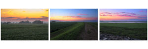 Sunset Over Wolfville Aluminum Print Triptych