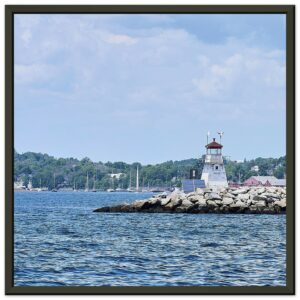 Battery Point Breakwater Lighthouse, Lunenburg (Left) Premium Semi-Glossy Paper Metal Framed Poster 12" x 12"